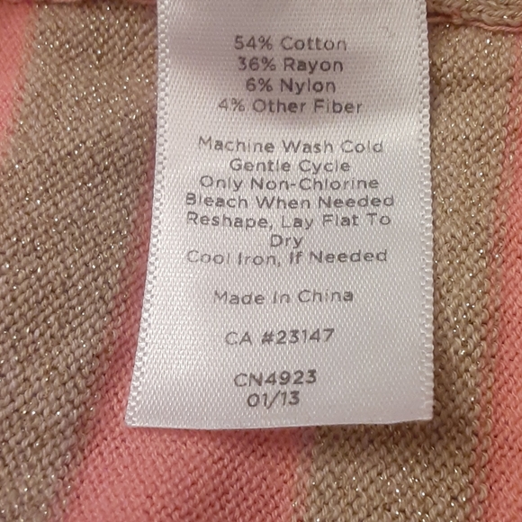 Talbots peach & gold striped sweater - Picture 7 of 7